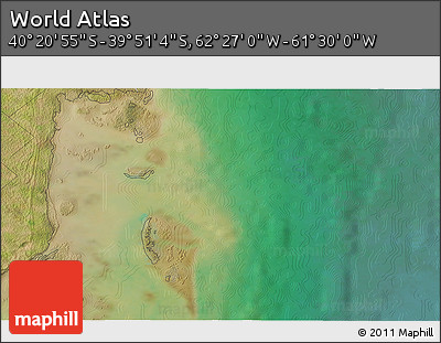 Satellite 3D Map of the Area around 40° 6' 0" S, 61° 58' 30" W