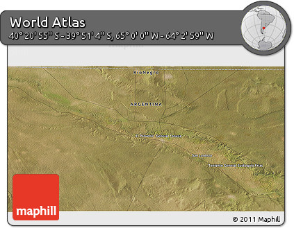 Satellite 3D Map of the Area around 40° 6' 0" S, 64° 31' 30" W