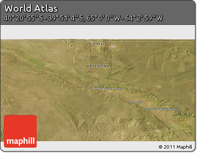 Satellite 3D Map of the Area around 40° 6' 0" S, 64° 31' 30" W