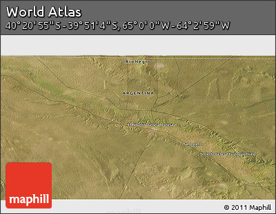 Satellite 3D Map of the Area around 40° 6' 0" S, 64° 31' 30" W