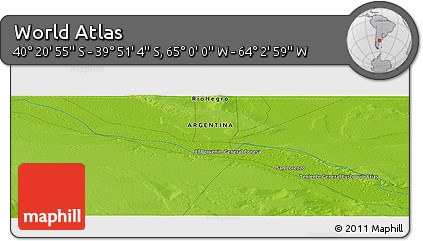 Physical Panoramic Map of the Area around 40° 6' 0" S, 64° 31' 30" W