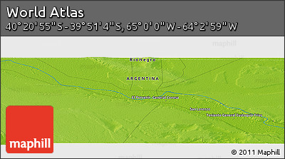 Physical Panoramic Map of the Area around 40° 6' 0" S, 64° 31' 30" W
