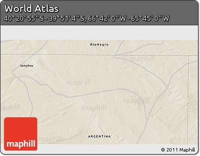 Shaded Relief 3D Map of the Area around 40° 6' 0" S, 66° 13' 29" W