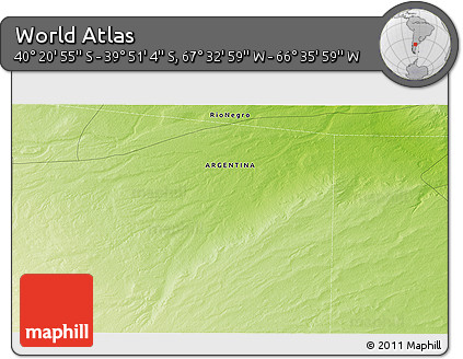 Physical 3D Map of the Area around 40° 6' 0" S, 67° 4' 29" W