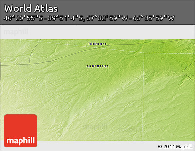 Physical 3D Map of the Area around 40° 6' 0" S, 67° 4' 29" W
