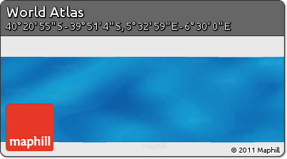 Physical Panoramic Map of the Area around 40° 6' 0" S, 6° 1' 30" E