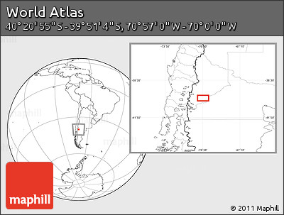Blank Location Map of the Area around 40° 6' 0" S, 70° 28' 29" W