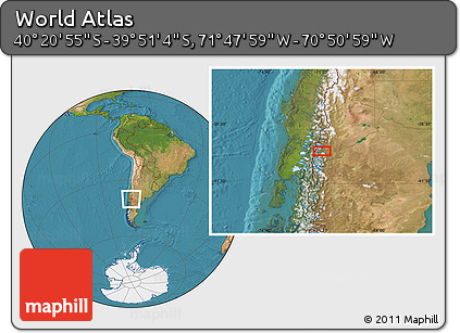 Satellite Location Map of the Area around 40° 6' 0" S, 71° 19' 29" W