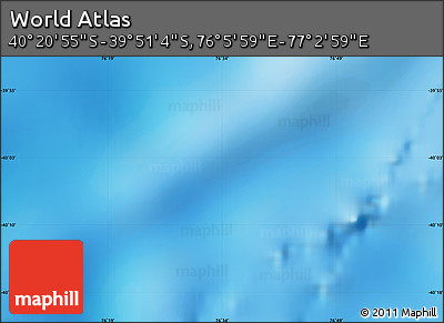 Physical Map of the Area around 40° 6' 0" S, 76° 34' 29" E