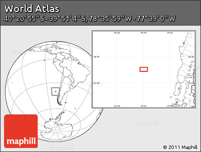 Blank Location Map of the Area around 40° 6' 0" S, 78° 7' 30" W