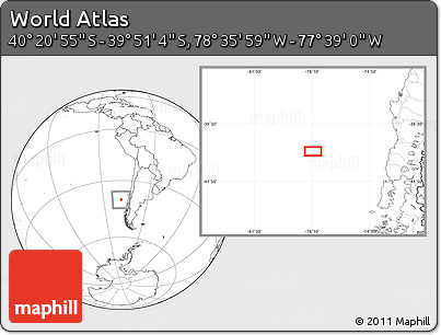 Blank Location Map of the Area around 40° 6' 0" S, 78° 7' 30" W