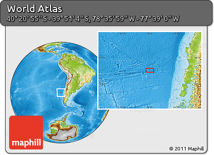 Physical Location Map of the Area around 40° 6' 0" S, 78° 7' 30" W