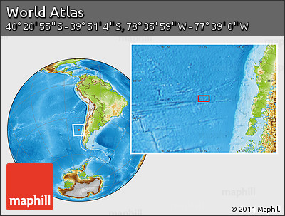 Physical Location Map of the Area around 40° 6' 0" S, 78° 7' 30" W