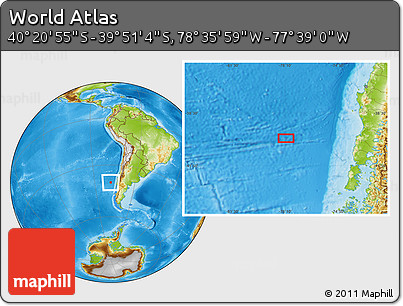 Physical Location Map of the Area around 40° 6' 0" S, 78° 7' 30" W