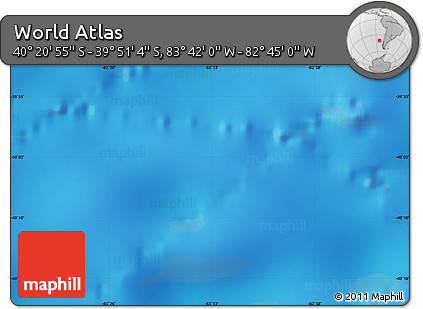 Shaded Relief Map of the Area around 40° 6' 0" S, 83° 13' 29" W