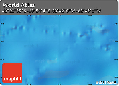 Shaded Relief Map of the Area around 40° 6' 0" S, 83° 13' 29" W