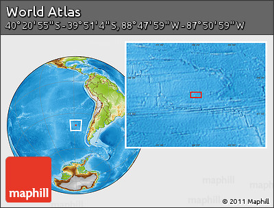 Physical Location Map of the Area around 40° 6' 0" S, 88° 19' 29" W