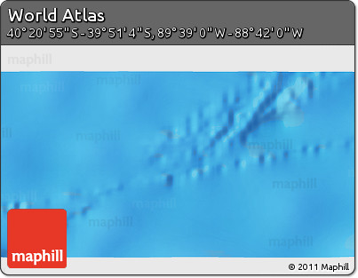 Physical 3D Map of the Area around 40° 6' 0" S, 89° 10' 30" W