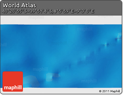 Shaded Relief 3D Map of the Area around 40° 6' 0" S, 8° 34' 29" E