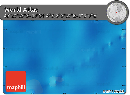 Physical Map of the Area around 40° 6' 0" S, 8° 34' 29" E
