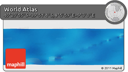 Physical Panoramic Map of the Area around 40° 6' 0" S, 8° 34' 29" E