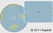 Savanna Style Location Map of the area around 40° 6' 0" S, 91° 1' 30" E, hill shading