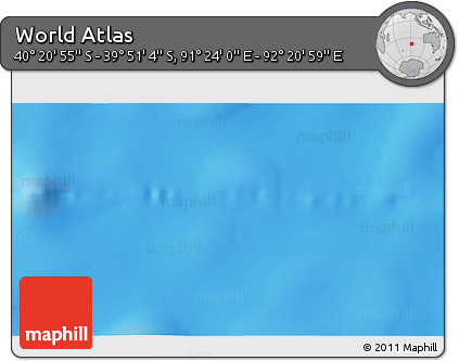 Physical 3D Map of the Area around 40° 6' 0" S, 91° 52' 30" E