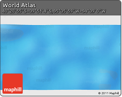 Physical 3D Map of the Area around 40° 6' 0" S, 95° 7' 30" W