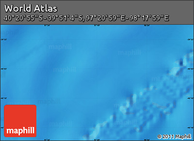 Physical Map of the Area around 40° 6' 0" S, 97° 49' 29" E