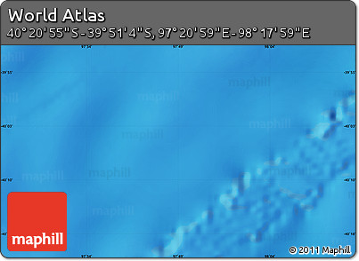 Physical Map of the Area around 40° 6' 0" S, 97° 49' 29" E