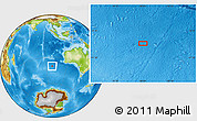 Physical Location Map of the area around 40° 6' 0" S, 98° 40' 30" E