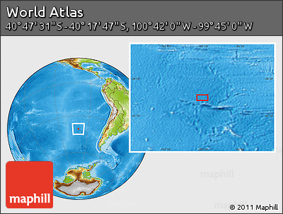 Physical Location Map of the Area around 40° 32' 39" S, 100° 13' 29" W