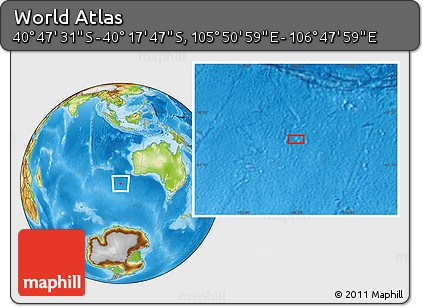 Physical Location Map of the Area around 40° 32' 39" S, 106° 19' 29" E