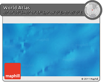 Physical 3D Map of the Area around 40° 32' 39" S, 10° 16' 30" E