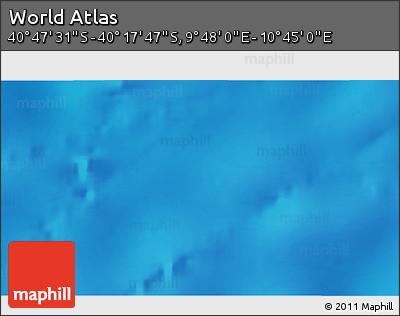 Physical 3D Map of the Area around 40° 32' 39" S, 10° 16' 30" E