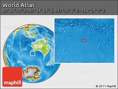 Physical Location Map of the Area around 40° 32' 39" S, 113° 58' 29" E