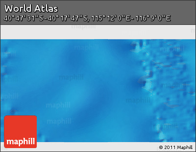 Physical 3D Map of the Area around 40° 32' 39" S, 115° 40' 30" E