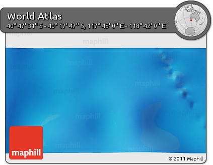 Physical 3D Map of the Area around 40° 32' 39" S, 118° 13' 29" E