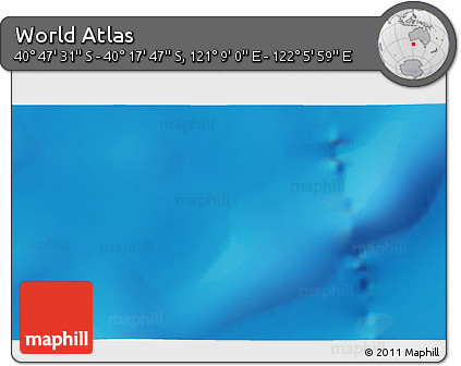 Physical 3D Map of the Area around 40° 32' 39" S, 121° 37' 30" E