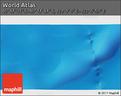 Physical 3D Map of the Area around 40° 32' 39" S, 121° 37' 30" E