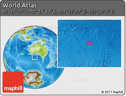 Physical Location Map of the Area around 40° 32' 39" S, 125° 1' 30" E