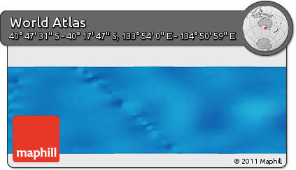 Physical Panoramic Map of the Area around 40° 32' 39" S, 134° 22' 30" E