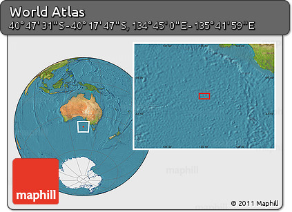 Satellite Location Map of the Area around 40° 32' 39" S, 135° 13' 29" E
