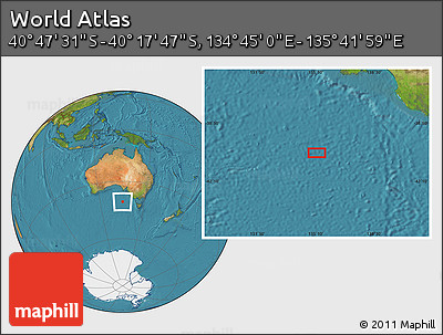 Satellite Location Map of the Area around 40° 32' 39" S, 135° 13' 29" E