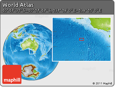 Physical Location Map of the Area around 40° 32' 39" S, 137° 46' 30" E