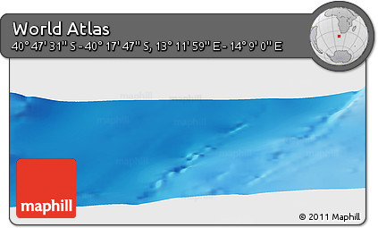 Physical Panoramic Map of the Area around 40° 32' 39" S, 13° 40' 30" E