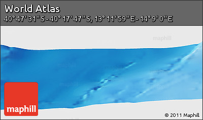 Physical Panoramic Map of the Area around 40° 32' 39" S, 13° 40' 30" E