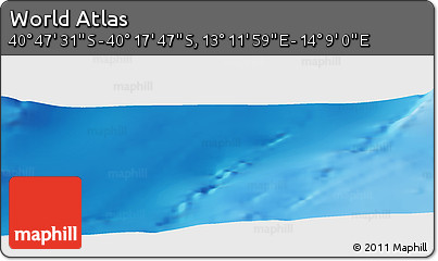 Physical Panoramic Map of the Area around 40° 32' 39" S, 13° 40' 30" E