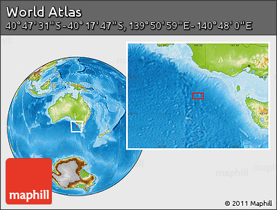 Physical Location Map of the Area around 40° 32' 39" S, 140° 19' 29" E