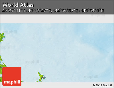 Physical 3D Map of the Area around 40° 32' 39" S, 145° 25' 30" E